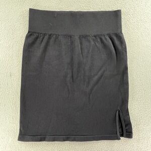 GOQQ Women Skirt Black Ribbed Nylon Spandex L High Waist Bodycon Mini